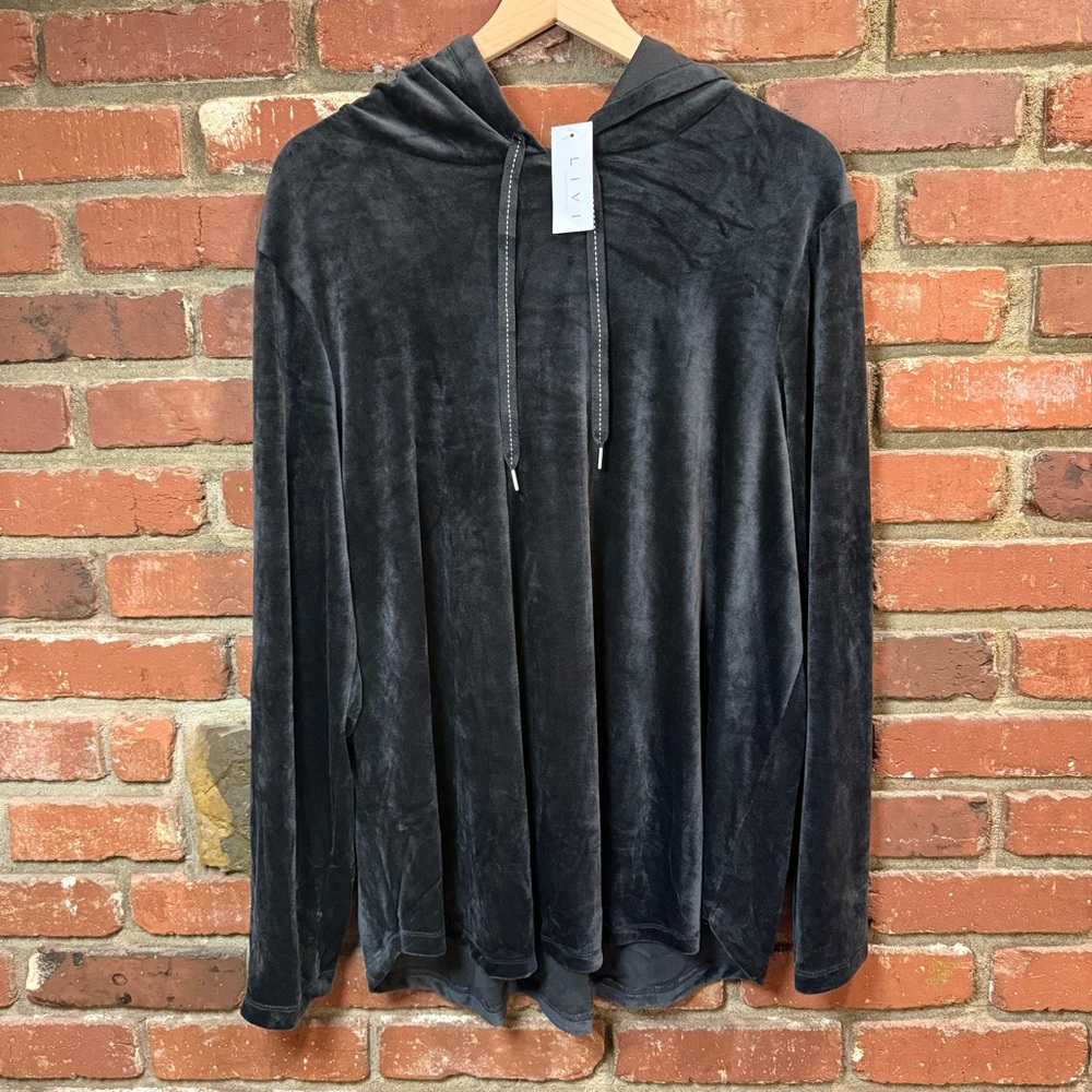 Livi for‎ Lane Bryant Womens Plus Size Velour Hooded Pulllover Size 18/20 Black